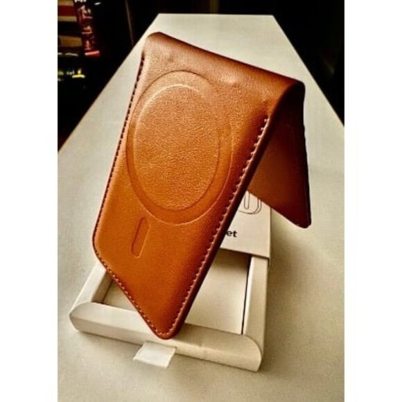 New 2-in-1 Magsafe Wallet, 9 Cards Holder, Vegan Leather, Brown, Up-grade